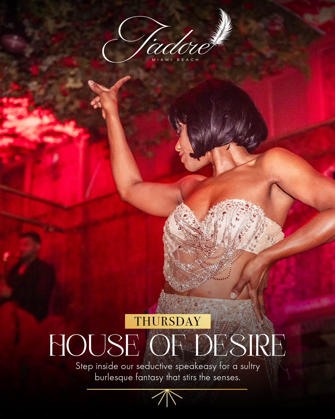 Burlesque Dinner Show filled with elegance, mystery, and Parisian glamour.